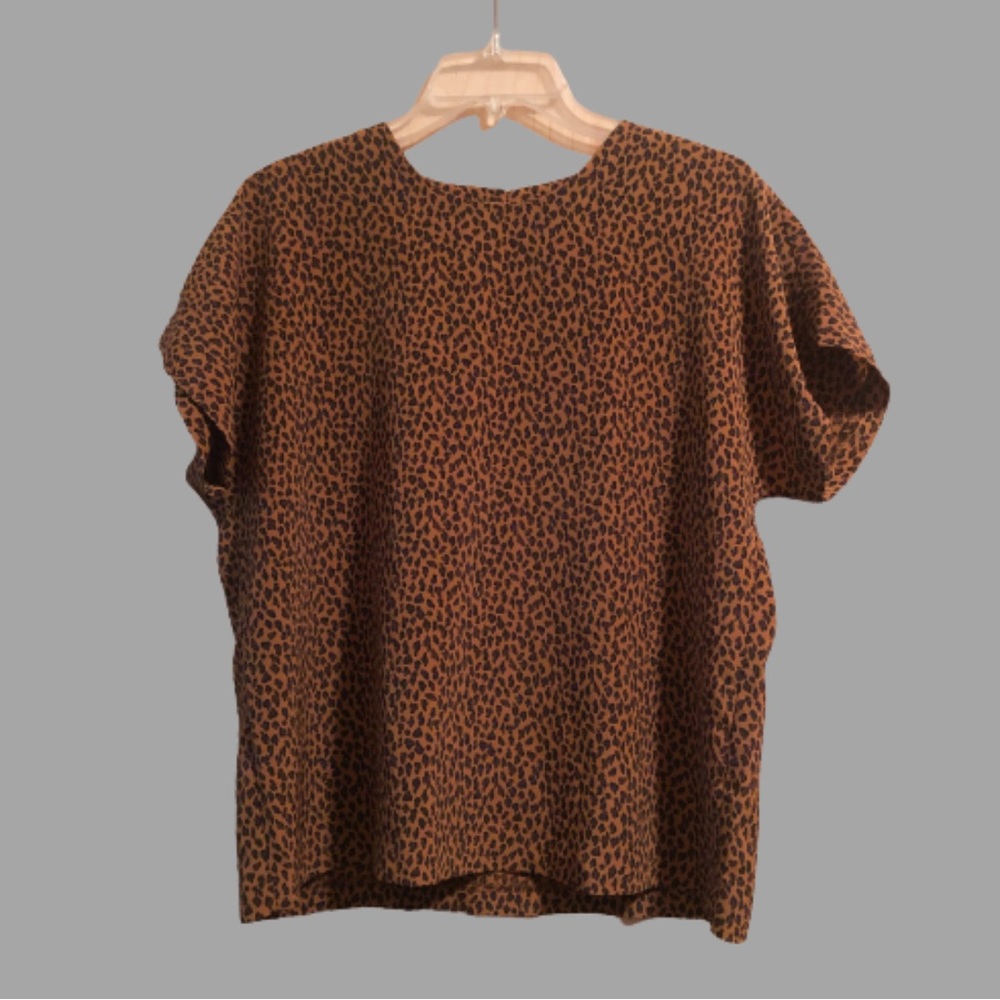 Vintage Requirements Petite leopard cheetah print blouse size LP